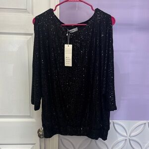 Chic Black Sequin Women's Blouse